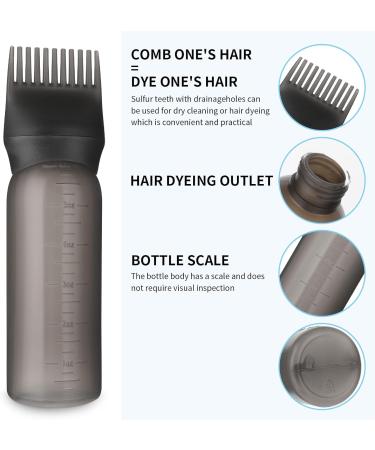 WLLHYF 2 Pack Root Comb Applicator Bottle 6 Ounce Hair Dye Bottle Brush Hair Oil Squeeze Bottles Plastic Hair Root Comb Color Applicator with Graduated Scale (Black) - Buy Online on SooperMarket.com