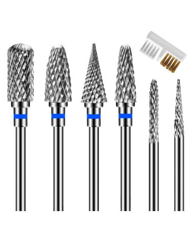 Lermal nail miller bit 3/32 '' (2.35 mm) nail miller attachments 6 pieces of professional smooth lace hard metal bits for acrylic milling cutters for gel nails attachments for manicure pedicure medium nail bits blue