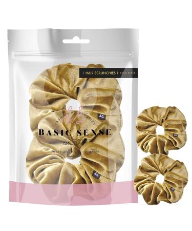 2 PCS Premium Large Hair Velvet Scrunchies Ties Bands Updo Ponytail Bobble Scrunchy Holder For Women Girl Kids Golden Brown