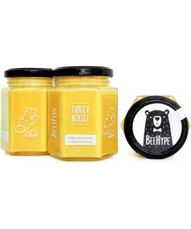 BeeHype - Ginger Boost - Ginger and Turmeric Infussed Raw Honey with NO Preservatives and NO Refined Sugars Vegetarian Nut and Dairy Free 6 x 230g Ginger Boost Pack of 6 - Buy Online on SooperMarket.com