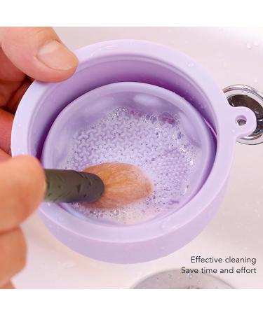 Foldable Silicone Makeup Brush Cleaning Mat & Hanging Drying Net - Compact Efficient Organizer in Purple | Multi-Purpose Beauty Tool for Easy Storage - Buy Online on SooperMarket.com