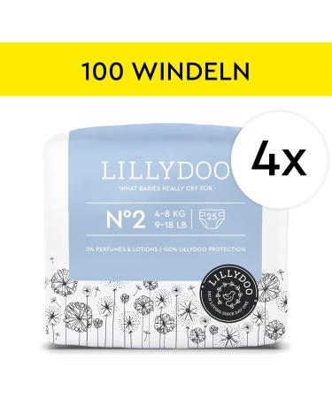 LILLYDOO Skin-Friendly Size 2 Diapers (4-8 kg) | Eco-Friendly Half-Month Box of 100 Diapers | International Shipping Available - Buy Online on SooperMarket.com