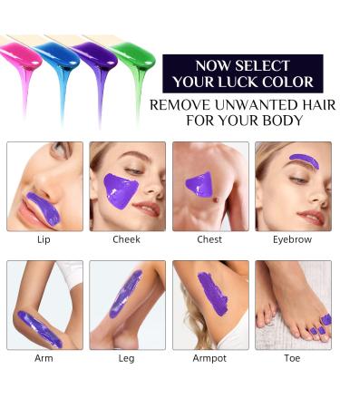 Waxkiss Wax Warmer Kit with 4 Packs Hard Wax Beans (14oz) - Painless Hair Removal for Women and Men - Ideal for Brazilian, Underarm, Bikini, Chest, Legs, Face, and Eyebrows - Black Set - Buy Online on SooperMarket.com