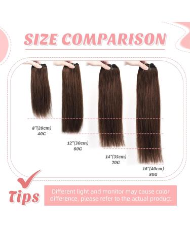 Vlasy Clip in Human Hair Extensions - 14 Inch Brown Seamless 7-Piece Set for Women - Buy Online on SooperMarket.com