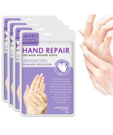 Hands Moisturizing Gloves (4 Pairs) Hand Skin Repair Renew Mask Hand Spa Mask for Dry Cracked Hands Moisturizer Hands Mask Hand Cream Mask