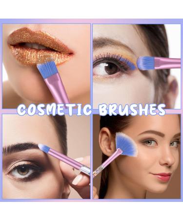 WLLHYF 7 Pack Makeup Brush Set Stylish Glitter Cosmetics Brushes Kit Professional Blending Brush with Crystal Sequins Handle for Eye Shadow Eyeliner Foundation Powder Concealer Blush Lip Women (Blue) - Buy Online on SooperMarket.com