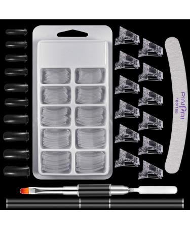 Metagio 100 pieces dual Nail Forms Set nail extension kit for gel nails acrylic nails with 12 pieces of nail tip clip 1 piece of dual-ended acrylic malpinsel and 1 piece nail filing