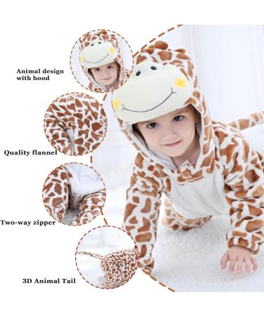 Doladola Unisex Baby Giraffe Romper | Flannel One Piece Pyjamas 6-12 Months - Buy Online on SooperMarket.com