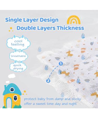 Miracle Baby Muslin Swaddle Blanket Cotton Summer | 110x150cm | Boys Girls Animal Print | Two Layers - Buy Online on SooperMarket.com