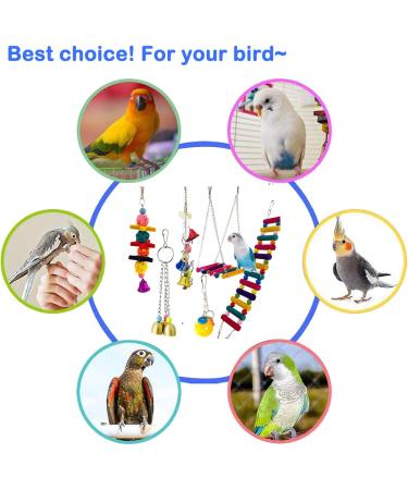 6-Pack Bird Parrot Swing Ladders & Chewing Toys - Cage Accessories for Small Parakeets, Cockatiels, Lovebirds, Conures, Macaws, Finches - Buy Online on SooperMarket.com