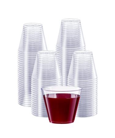 Comfy Package Clear Hard Plastic Cups / Tumblers 9 oz. Squat - 200 Count Small Disposable Party Cocktail Glasses 9 oz. - Clear 200