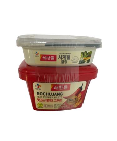 CJ Haechandle Red Pepper Paste and Seasoned Paste Dipping (Gochujang 500G + Ssamjang 170g)