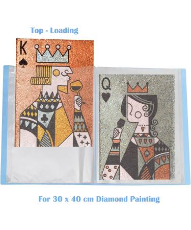 Diamond Painting Storage Book | 40 Clear Pocket Sleeves | Art Portfolio for 30x40 cm Presentation | Blue - Buy Online on SooperMarket.com