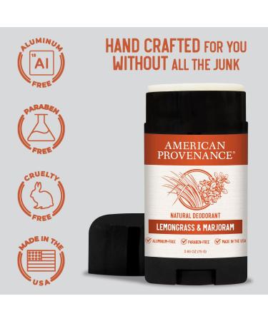 American Provenance Natural Deodorant for Men - Aluminum Free, Long-Lasting, Essential Oils - Lemongrass & Marjoram - Buy Online on SooperMarket.com