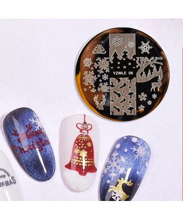 Sanwood Nail Stamping Plate - Clear Engraved Xmas Patterns | Stainless Steel Nail Art Template Tool Kit for Manicure - Style 5 - Buy Online on SooperMarket.com