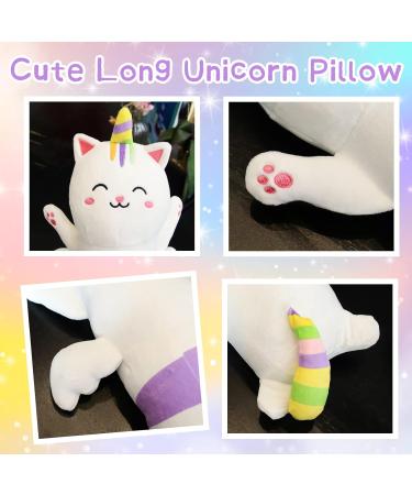 Kawaii Unicorn Plush Pillow - 60cm Long Stuffed Animal Gift for Christmas, Halloween, Birthday - White - Buy Online on SooperMarket.com