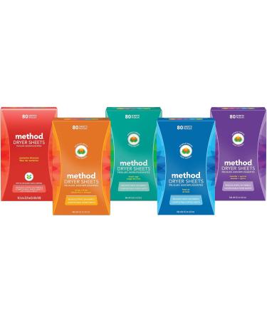 Method Dryer Sheets Beach Sage Fabric Softener and Static Reducer - 80 Count (Pack of 6) | Compostable, Plant-Based Laundry Essentials - Buy Online on SooperMarket.com