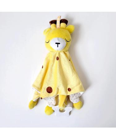 Bubby Boo Yellow Giraffe Stuffed Animal Security Blanket with Rattle and Teether - Soft Snuggle Toy for Baby - Soothing Plush Lovey - Perfect Baby Gift - Buy Online on SooperMarket.com
