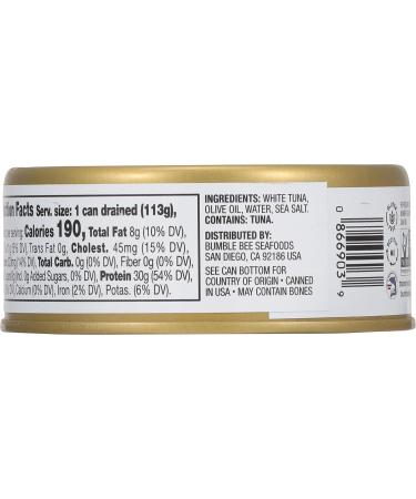 Bumble Bee Prime Solid White Albacore Tuna in Olive Oil, 5 oz Cans (Pack of 12) - Premium Wild Caught Tuna - 30g Protein per Serving - Non-GMO Project Verified, Gluten Free, Kosher - Buy Online on SooperMarket.com