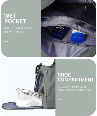Womens Mens Gym Bag with Shoe Compartment & Wet Pocket - Large Waterproof Duffel for Travel, Sports, Gym, Yoga - Dark Green - Buy Online on SooperMarket.com