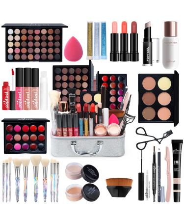Makeup Set & Portable Travel All-in-One Cosmetic Set with Cosmetic Bag Make-up Gift Set Make Up Palette Eyeshadows Highlighter Lipstick Blush Brushes Compact and Lightweight Design for Girls Women #5