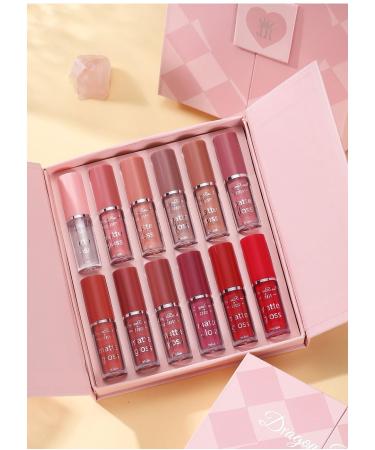 Matte Liquid Lipstick Set - 12 Colors Velvet Waterproof Lipstick & Lip Plumper | Long-Lasting Makeup Gift Box - Buy Online on SooperMarket.com