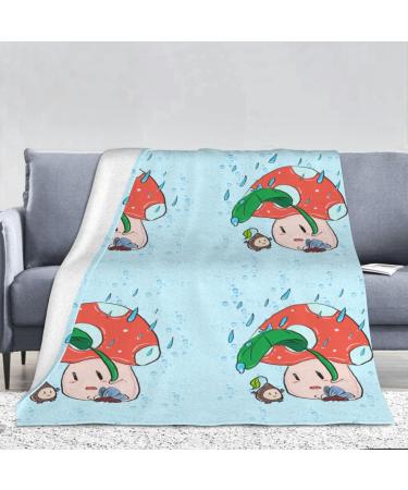 YYHHAOFA Sunflower Seeds and Mushroom Picture Flannel Blanket 66x90 in Normal : Skin-Friendly Warm and Comfortable Easy Care and Durable Black normal