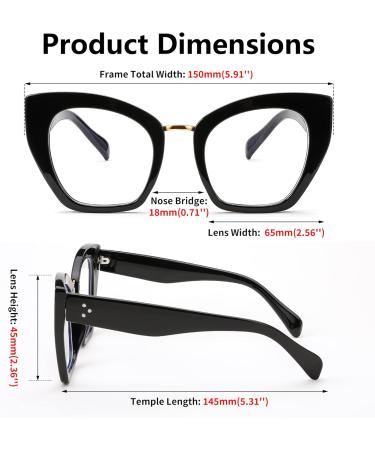 FEISEDY Oversized Blue Light Blocking Glasses for Women - Retro Cateye Computer Glasses B4107 - Black 65cm - Shop Internationally - Buy Online on SooperMarket.com