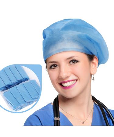 20 PCS Disposable Working Caps Dental Hats with Elastic Non Woven Surgeon Caps Disposable Scrub Caps Head Covers for Hospital Beauty Salon Lab