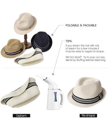 Comhats Oversize XL XXL Beige Straw Sun Hat for Men - Packable Fedora Panama Trilby Dress Derby - Summer Style (92551) - Buy Online on SooperMarket.com