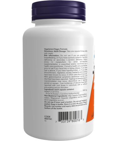 NOW L-Tyrosine (Freeform) Capsules 500mg 120 Count & Acetyl L-Carnitine 500mg 100 vcaps Tyrosine + L-Carnitine 100 Count (Pack of 1) Unflavored 120 Count (Pack of 1) - Buy Online on SooperMarket.com