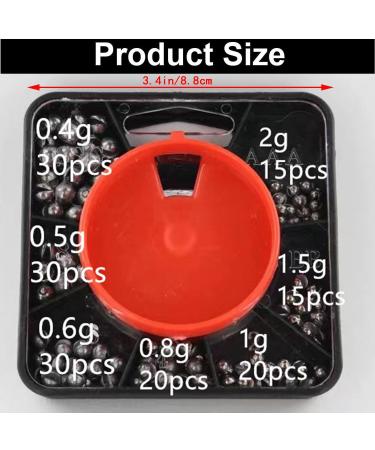 Premium Fishing Lye Set - 160 Lead Grain Weights with Storage Box | 7 Sizes for Versatile Angling | Removable Lead Shot for Optimal Performance - Buy Online on SooperMarket.com