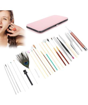 23Pcs Stainless Steel Double Headed Ear Spoons Set - Ear Wax Removal Tool with Spiral Tips for Ear Care - Cherry Powder Ear Picking Set - Buy Online on SooperMarket.com