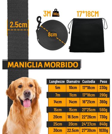 Looxmeer Dog Tow Lines - 3m 5m 7m 10m 15m 20m 30m - Robust Leash with Storage Bag & D-Carabiner | Black 10m - Buy Online on SooperMarket.com