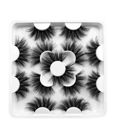 Ycnpeatt 25mm Long 8D False Eyelashes Handmade Faux Mink Lashes Natural Wispy Cross Fluffy Eyelashes for Makeup