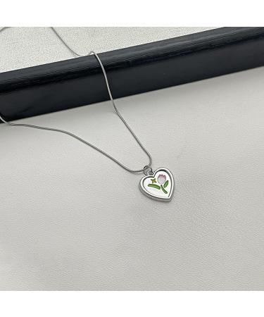 Oralgos Adjustable Love Shape Necklace - Tulip Heart Pendant Collarbone Chain | Elegant French Style Accessories for Women - Buy Online on SooperMarket.com