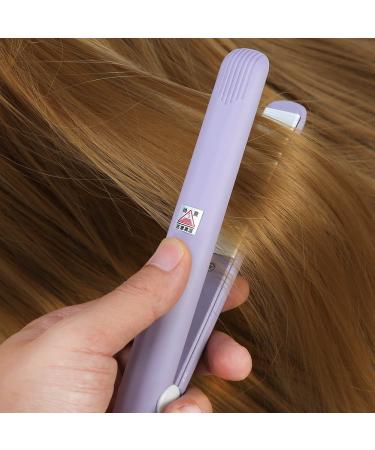 2 in 1 Hair Straightener Tourmaline Ceramic Smart Constant Temperature Mini Hair Straightener Hairstyling Iron Heating Curler for Home or Salon Purple