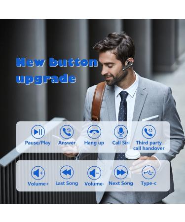 Bluetooth V5.2 Earpiece with Charging Case - Hands-Free Single Ear Headset for Cell Phones - CVC8.0 Noise Canceling Mic - Ideal for Office/Driving - iPhone/Android/Laptop Compatible - Buy Online on SooperMarket.com