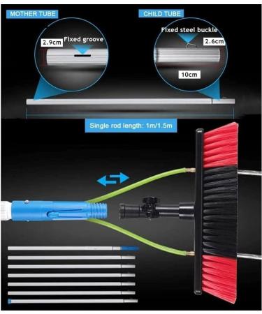 photovoltaic cleaner window cleaning pole Window Cleaning Pole Water Fed Telescopic Extended Extension Conservatory Hose Fed Brush Kit 30cm Brush Head 10m Rod - Buy Online on SooperMarket.com