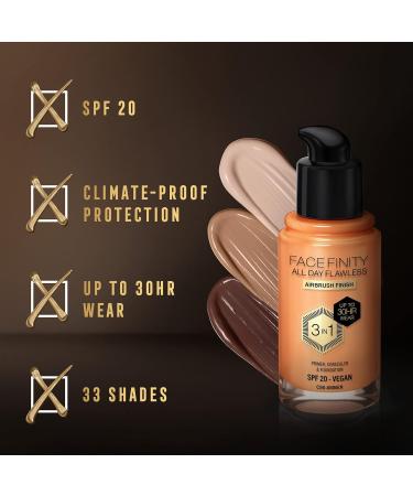 Max Factor Facefinity 3-in-1 All Day Flawless Liquid Foundation SPF 20 - 90 Amber 30ml (Pack of 1) - Buy Online on SooperMarket.com