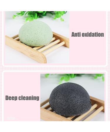 Zetiling 3pcs Konjac Facial Sponge Set Exfoliating & Cleansing for Sensitive Skin | Black White Green | Strong Absorption - Buy Online on SooperMarket.com