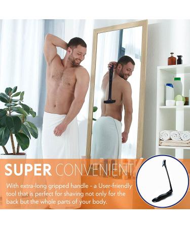 PandySarp Men's Back Shaver - Foldable Long Handle Trimmer for Body Hair - Wet/Dry Razor with Replaceable Blades - Buy Online on SooperMarket.com