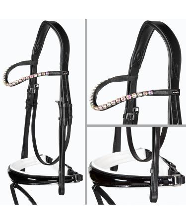 Heinick-Reitsport bridle anatomical Performance white lacquer conical RH bridle hook Warmblood Selection (Glow-Rainbow)