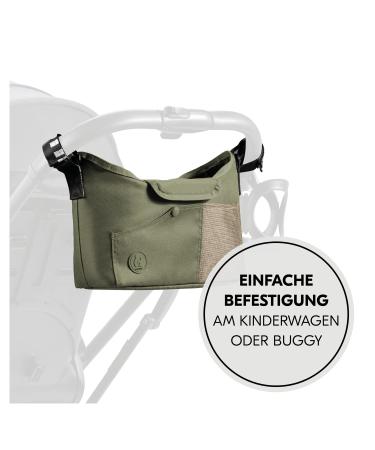 Hauck Large Stroller Organizer Bag - Diaper Bag with Cup Holder | Easy Fastening & Accessibility (Olive) - Ideal for Buggy & Baby Strollers - Buy Online on SooperMarket.com