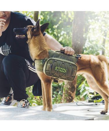 OneTigris Tactical Dog Backpack for Medium & Large Dogs - Green Large | Durable Nylon Pet Backpack for Hiking, Walking, Training & Running - Buy Online on SooperMarket.com