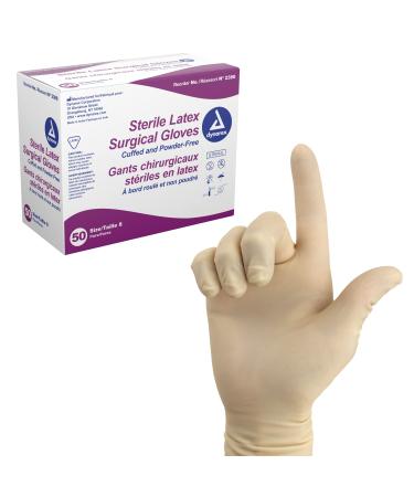 Dynarex Sterile Latex Surgical Gloves Size 8 & Powder-Free Offers Superior Protection & Comfort for Sensitive Hands Beaded Cuffs Bisque 1 Box of 50 Pairs of Dynarex Sterile Latex Surgical Gloves