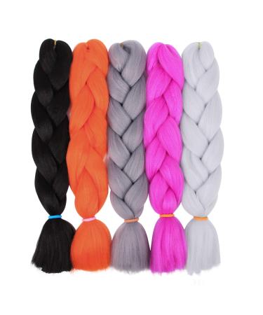 MapofBeauty Afro Jumbo Braid Hair 24/60cm Synthetic Extensions in Fluorescent Orange - Buy Online on SooperMarket.com