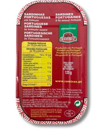Portuguese Sardines In Tomato Sauce - 3 x 125 g - Ramirez - Portugal - Buy Online on SooperMarket.com