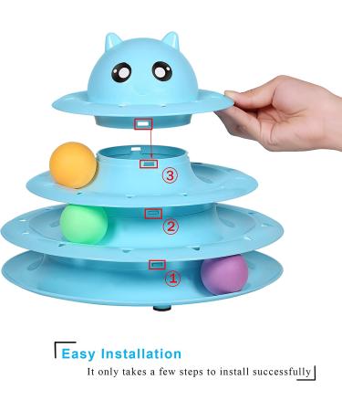 UPSKY 3-Level Cat Toy Roller Turntable with Colorful Balls - Interactive Fun for Kittens - Blue - Buy Online on SooperMarket.com