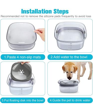 UPSKY 70oz No Spill Dog Water Bowl - Large Capacity Slow Feeder & Transparent Dispenser for Dogs and Cats - Travel-Friendly Design - Grey - Buy Online on SooperMarket.com